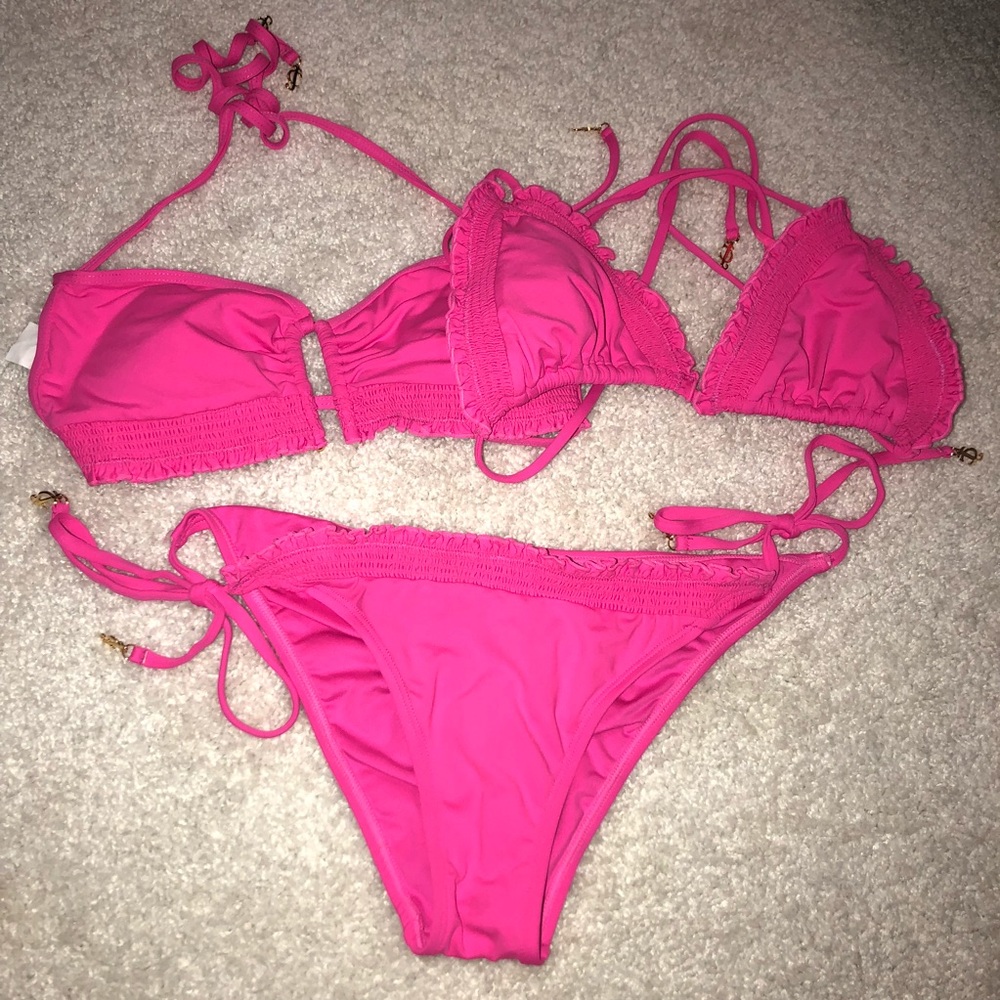 NEVER WORN Pink Juicy Couture Bikini Set (2 Tops)